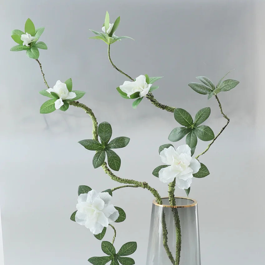70CM3 Flowers Artificial Azalea Branch Silk White Wedding Flower Indoor Art Flower Arrangement Material Office Home Decor Plants