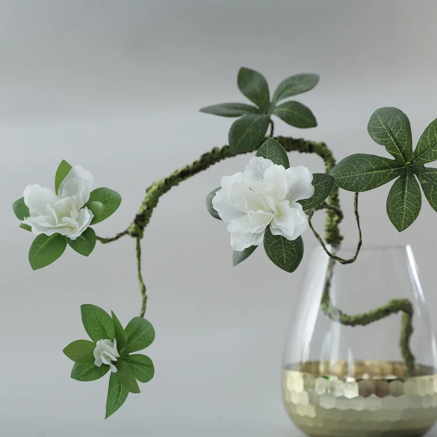 70CM3 Flowers Artificial Azalea Branch Silk White Wedding Flower Indoor Art Flower Arrangement Material Office Home Decor Plants