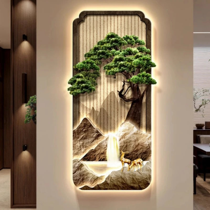 Neo-Chinese LED Mural Lamp For Corridor Foyer Living Room Entrance Bedroom Home Decoration Painting Background Wall Light Lustre