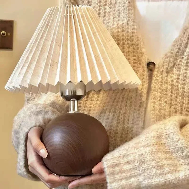 LED Table Lamp Nordic Pleated Fabric Tricolour Light US/EU /USB Living Room Home Bedroom Atmosphere Decoration LED Night Light