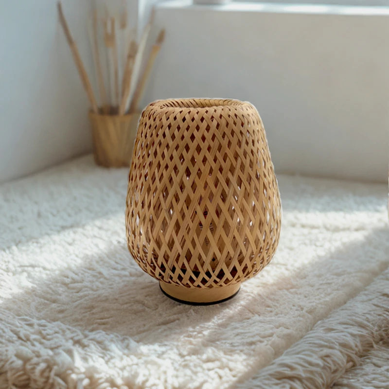 Small Bamboo-Woven Lamp Handmade