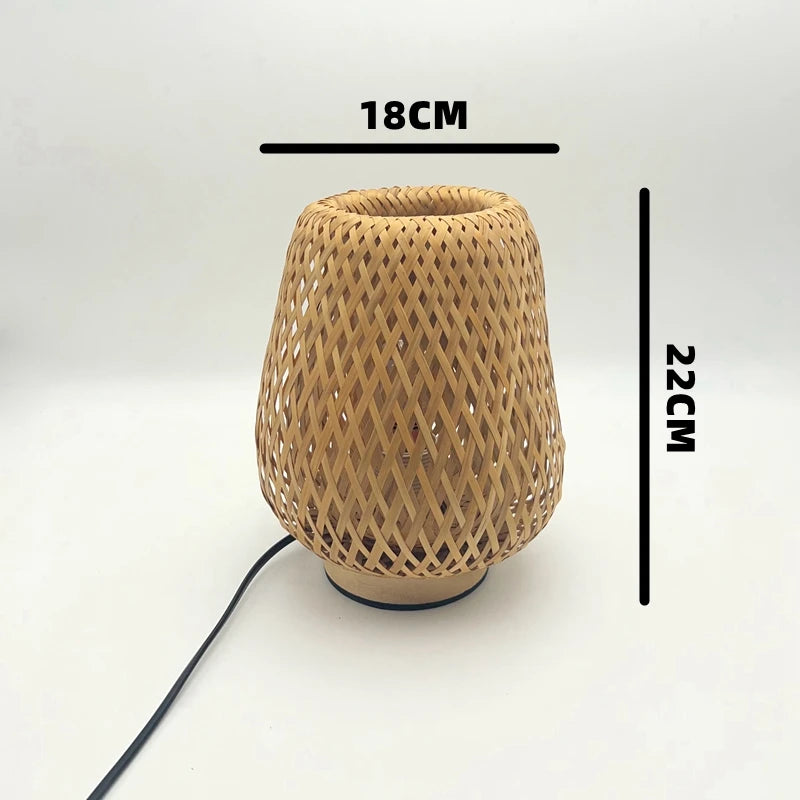 Small Bamboo-Woven Lamp Handmade