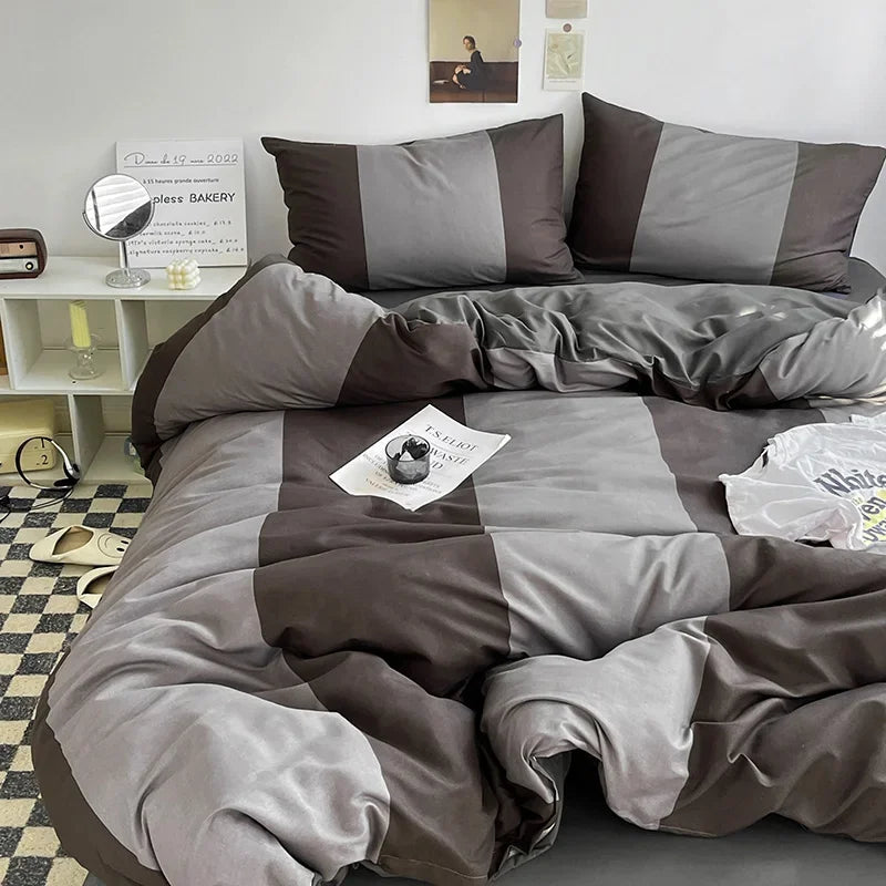 Queen/King Double Single Bed Stripe Bedding Comforter Set with Pillowcase bed sheet Single Full Size Bed Linen Duvet Cover Set