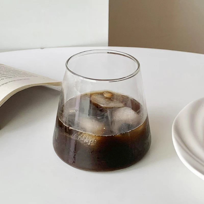 Transparent Coffee Cup, Japanese Style Glass Cup, Layered Cocktail Dessert Display Cup, Breakfast Milk Cup, 300ml Cold Drink Cup