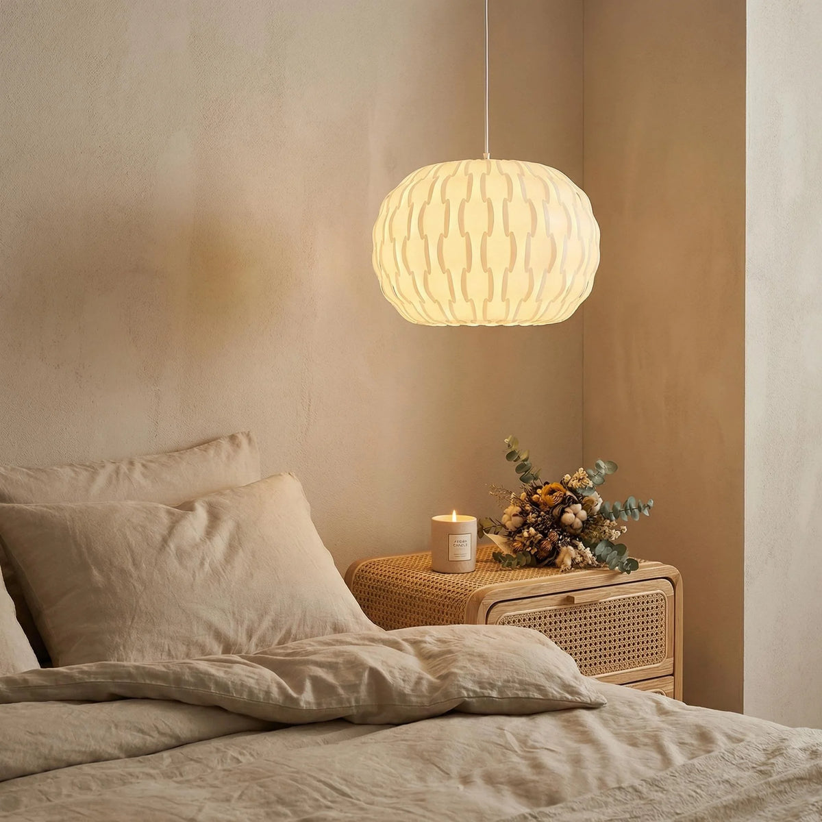 JOYINLED 40cm Hollow Woven Chandelier Shade, Lamp Shade for Pendant Light, White Acrylic Lamp Shade, Chandelier Light Cover