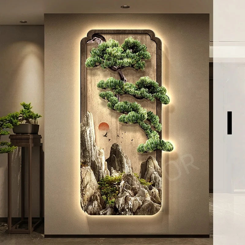Neo-Chinese LED Mural Lamp For Corridor Foyer Living Room Entrance Bedroom Home Decoration Painting Background Wall Light Lustre