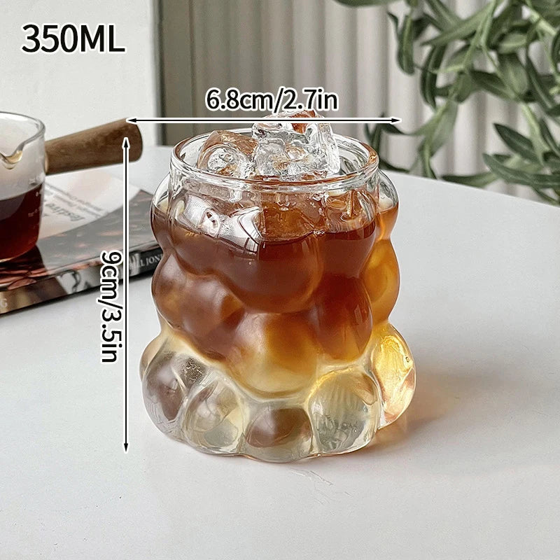 Transparent Coffee Cup, Japanese Style Glass Cup, Layered Cocktail Dessert Display Cup, Breakfast Milk Cup, 300ml Cold Drink Cup