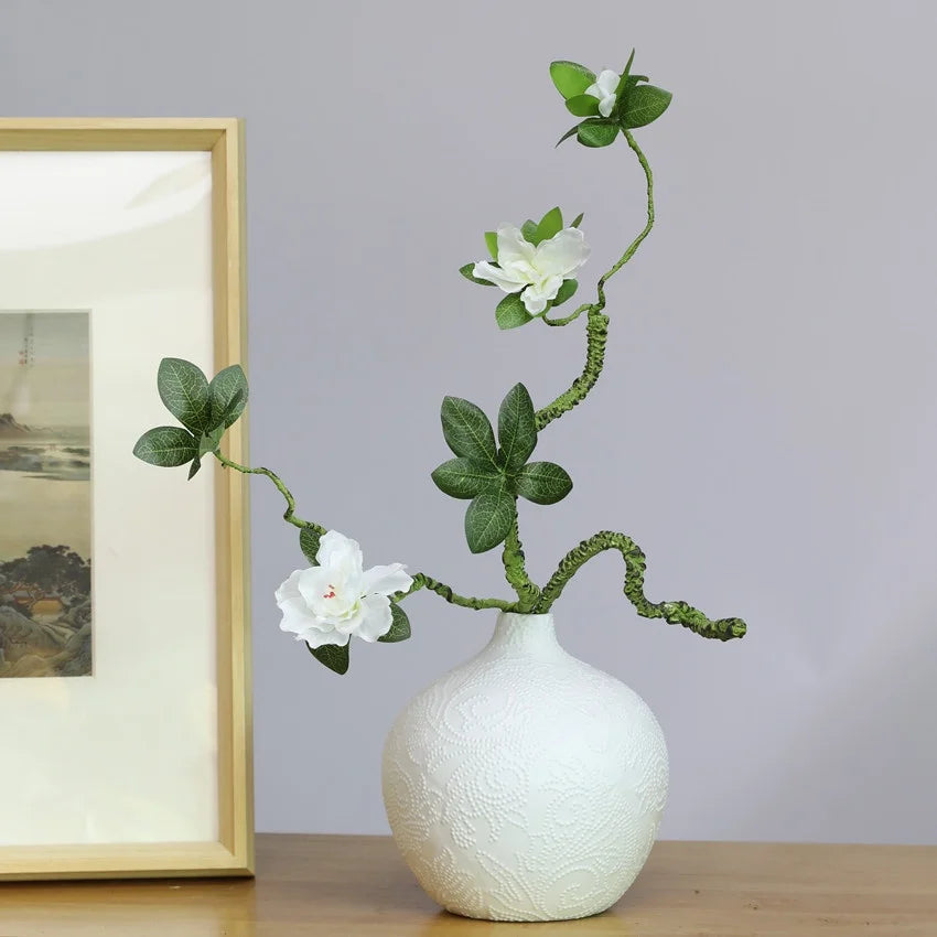 70CM3 Flowers Artificial Azalea Branch Silk White Wedding Flower Indoor Art Flower Arrangement Material Office Home Decor Plants