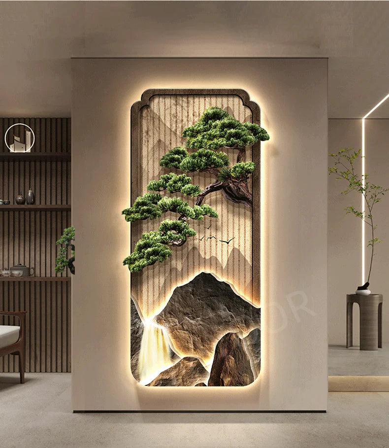 Neo-Chinese LED Mural Lamp For Corridor Foyer Living Room Entrance Bedroom Home Decoration Painting Background Wall Light Lustre