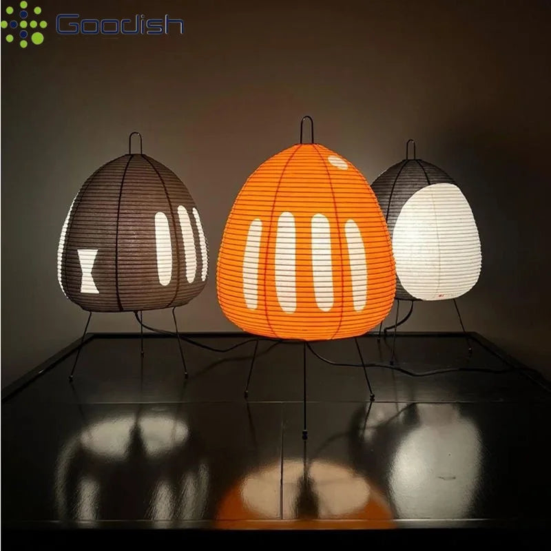 Modern Wabi-sabi Tripod Rice Paper LED Table Lamps