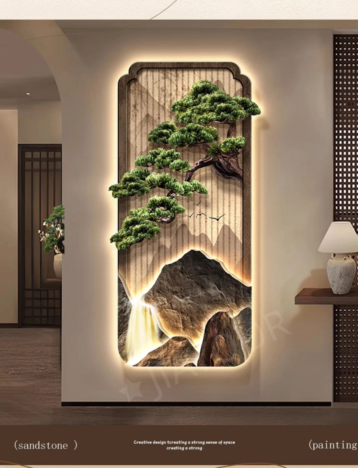 Neo-Chinese LED Mural Lamp For Corridor Foyer Living Room Entrance Bedroom Home Decoration Painting Background Wall Light Lustre