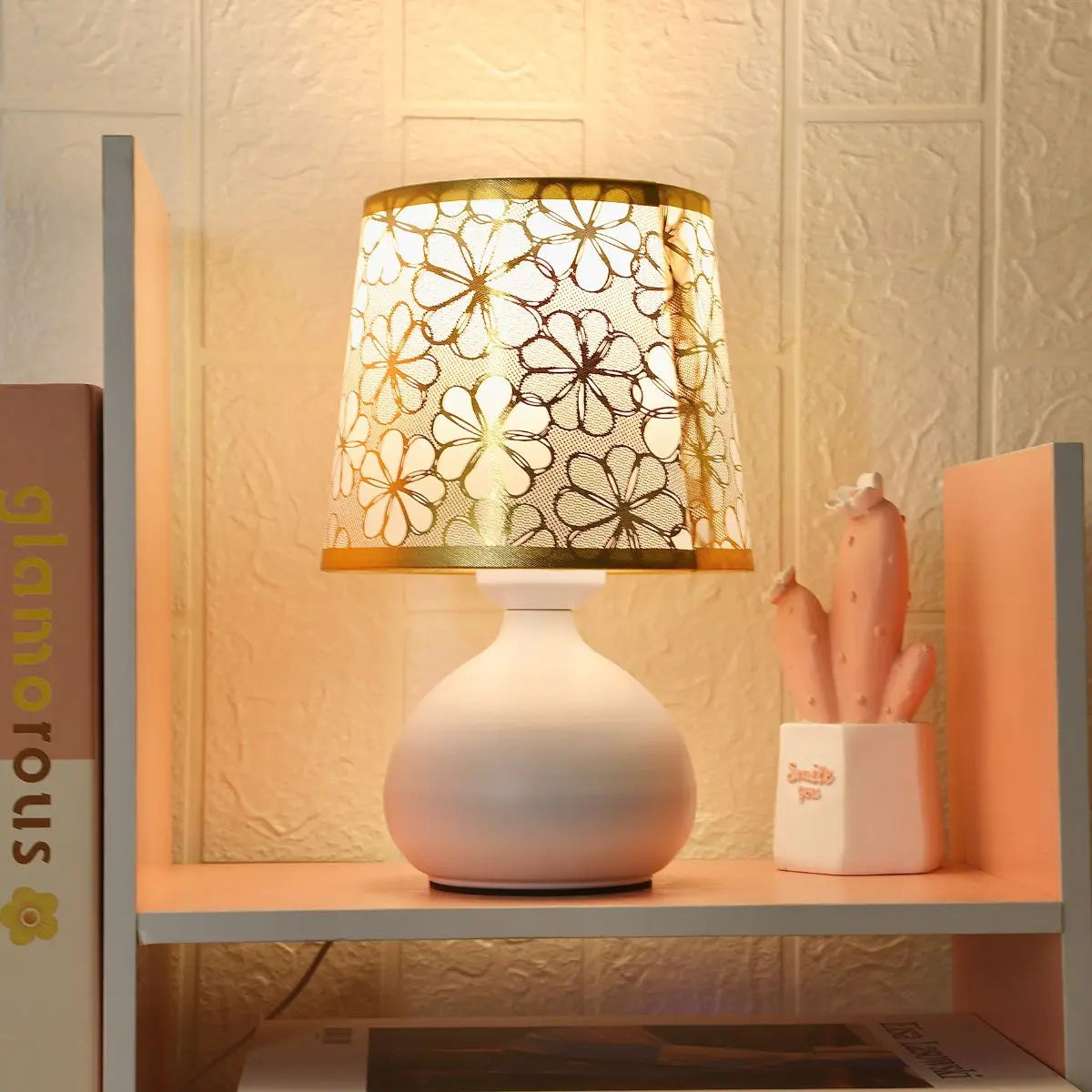 USB Modern Fabric Desk Lamp with Wire Control Switch, Warm Color Light, Bedroom Bedside Table Decoration Light, Bedside Lamp