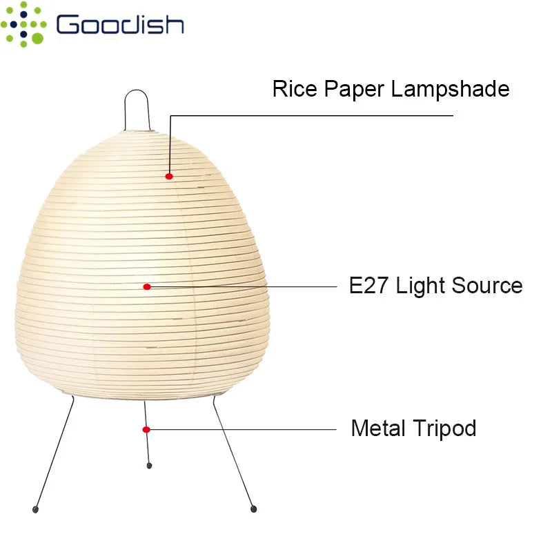Modern Wabi-sabi Tripod Rice Paper LED Table Lamps
