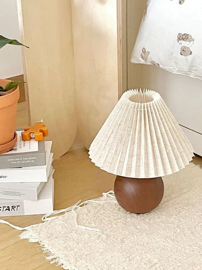 LED Table Lamp Nordic Pleated Fabric Tricolour Light US/EU /USB Living Room Home Bedroom Atmosphere Decoration LED Night Light