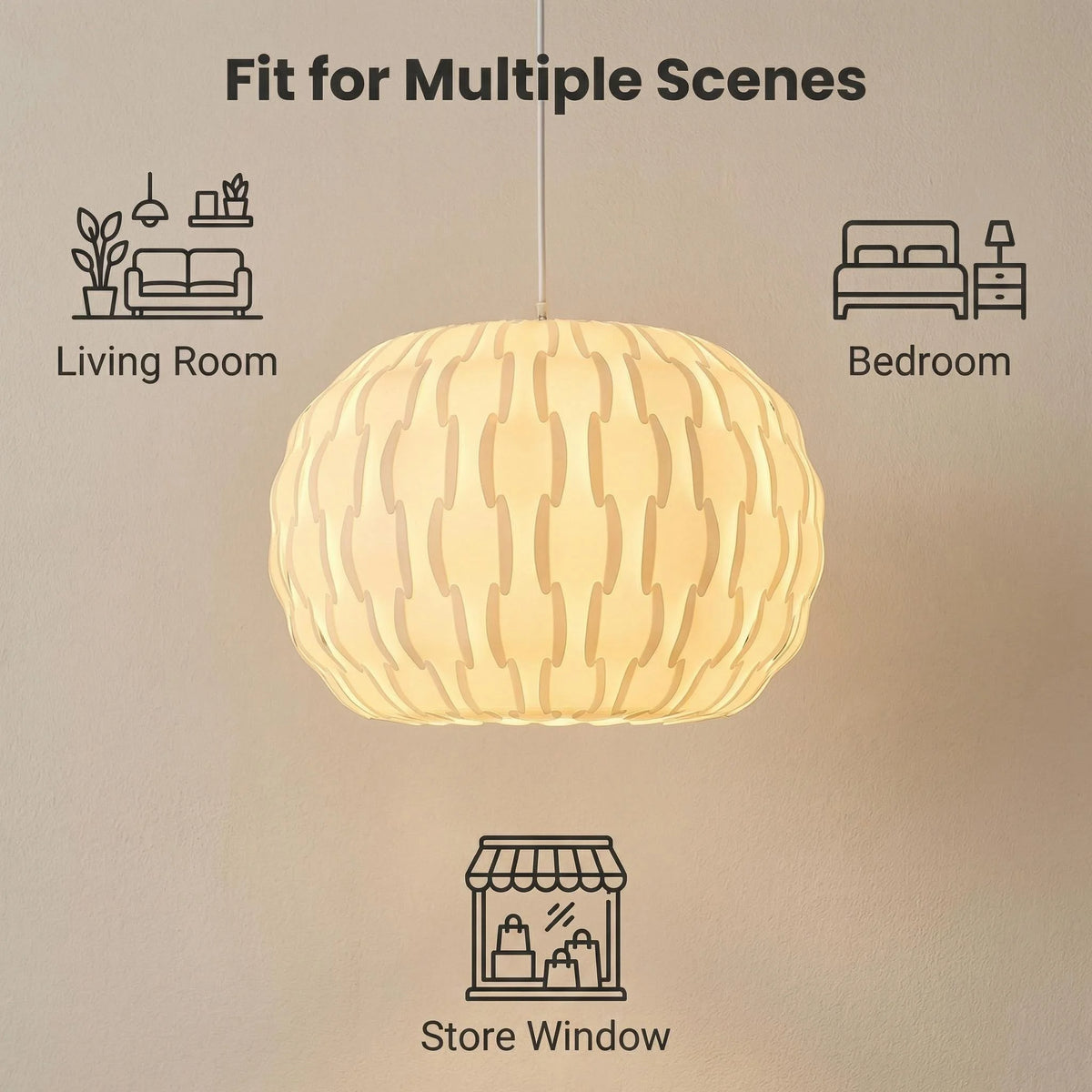 JOYINLED 40cm Hollow Woven Chandelier Shade, Lamp Shade for Pendant Light, White Acrylic Lamp Shade, Chandelier Light Cover