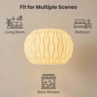 JOYINLED 40cm Hollow Woven Chandelier Shade, Lamp Shade for Pendant Light, White Acrylic Lamp Shade, Chandelier Light Cover