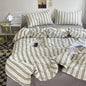 Queen/King Double Single Bed Stripe Bedding Comforter Set with Pillowcase bed sheet Single Full Size Bed Linen Duvet Cover Set