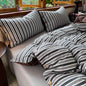 Japanese Simple Style 100% Washed Cotton Duvet Cover Set with Button Closure Durable Soft Bedding Set Bed Sheet Set Bed Linen