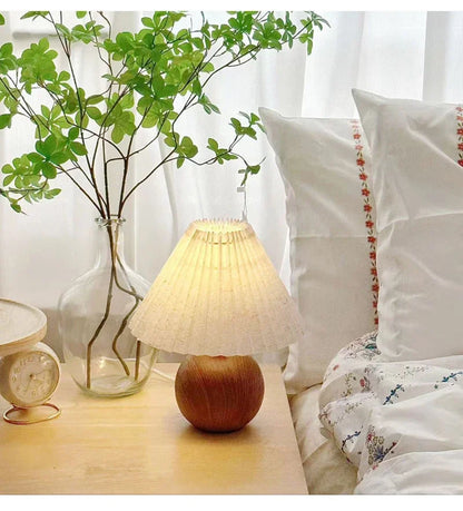 LED Table Lamp Nordic Pleated Fabric Tricolour Light US/EU /USB Living Room Home Bedroom Atmosphere Decoration LED Night Light