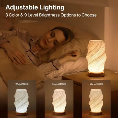 3D Printed Table Lamp USB Dimmable Twisted Texture Night