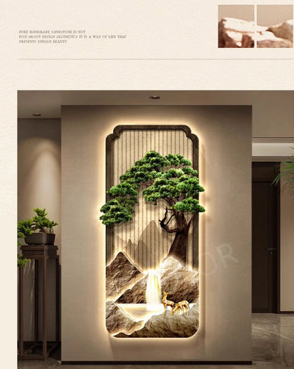 Neo-Chinese LED Mural Lamp For Corridor Foyer Living Room Entrance Bedroom Home Decoration Painting Background Wall Light Lustre