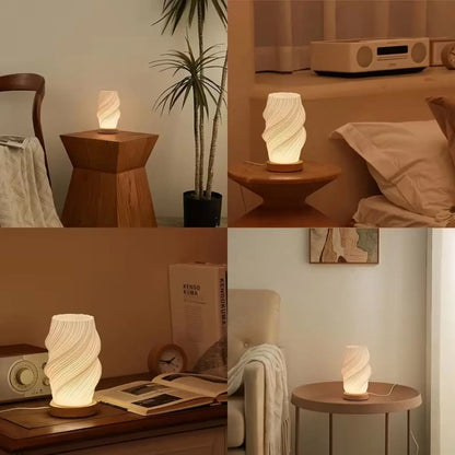 3D Printed Table Lamp USB Dimmable Twisted Texture Night