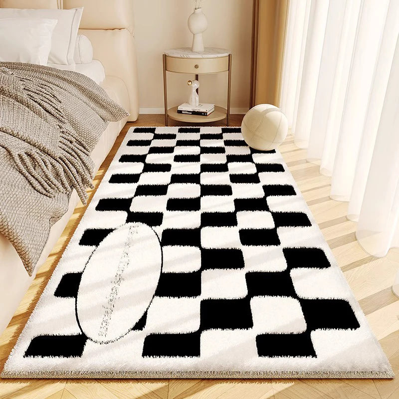 Minimalist Style Bedroom Decor Line Carpet Thick Plush Carpets for Living Room Fluffy Soft Bedside Floor Mat Washable Lounge Rug
