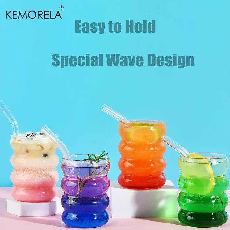 1/2PCS Of Wave Cups with Straws Suitable for Iced Coffee Juice Milk Four Seasons Drinking Water Cup Cute Caterpillar Cups