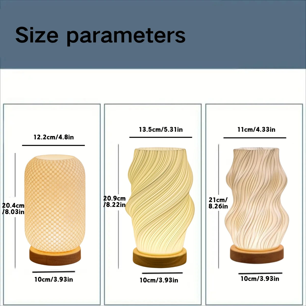 3D Printed Table Lamp USB Dimmable Twisted Texture Night