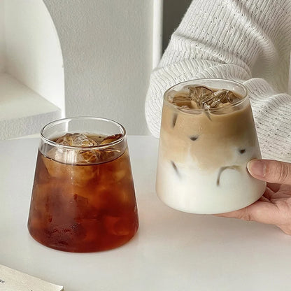 Transparent Coffee Cup, Japanese Style Glass Cup, Layered Cocktail Dessert Display Cup, Breakfast Milk Cup, 300ml Cold Drink Cup