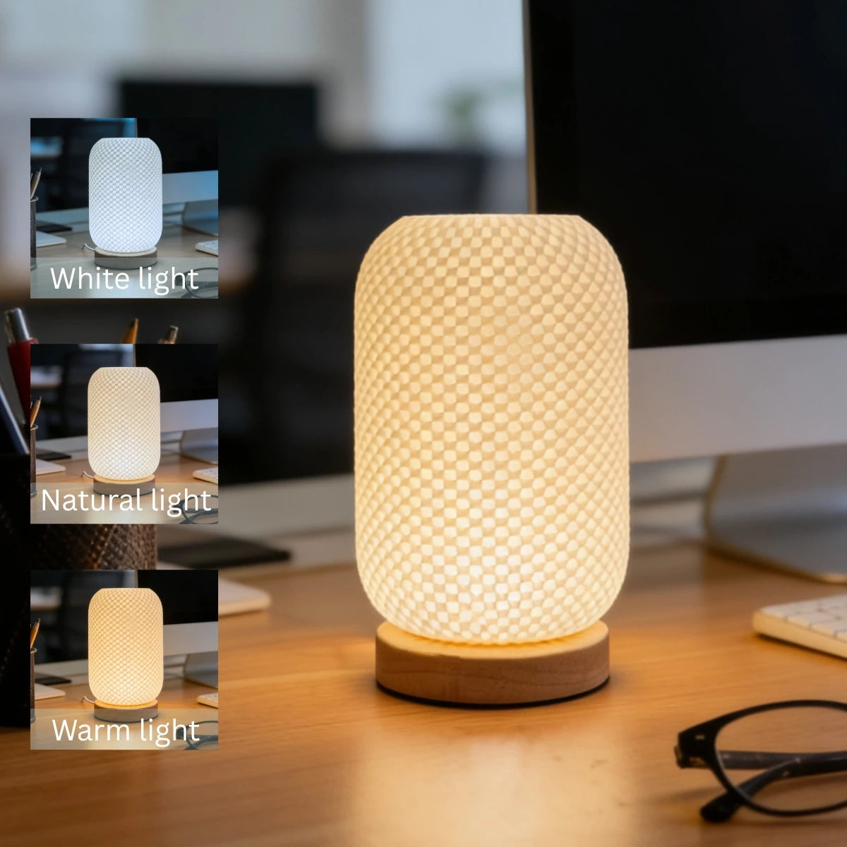 3D Printed Table Lamp USB Dimmable Twisted Texture Night