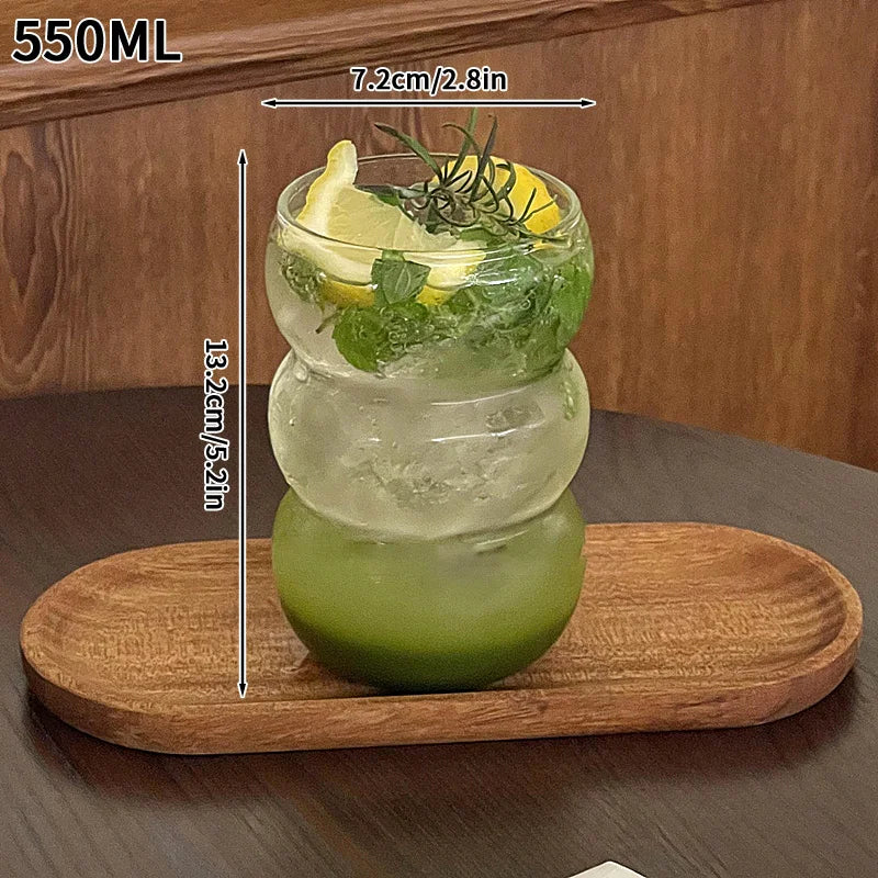 Transparent Coffee Cup, Japanese Style Glass Cup, Layered Cocktail Dessert Display Cup, Breakfast Milk Cup, 300ml Cold Drink Cup