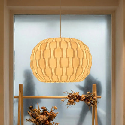 JOYINLED 40cm Hollow Woven Chandelier Shade, Lamp Shade for Pendant Light, White Acrylic Lamp Shade, Chandelier Light Cover