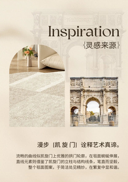 French Cream Style Carpets for Living Room Irregular Shape Bedroom Decor Line Carpet Fluffy Soft Plush Rug Thick Washable Mat