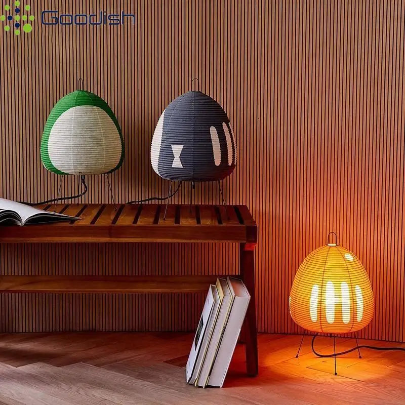 Modern Wabi-sabi Tripod Rice Paper LED Table Lamps