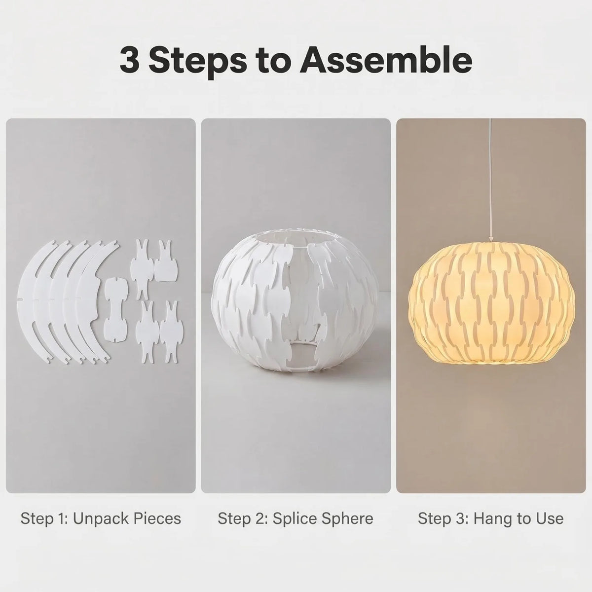 JOYINLED 40cm Hollow Woven Chandelier Shade, Lamp Shade for Pendant Light, White Acrylic Lamp Shade, Chandelier Light Cover