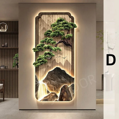 Neo-Chinese LED Mural Lamp For Corridor Foyer Living Room Entrance Bedroom Home Decoration Painting Background Wall Light Lustre