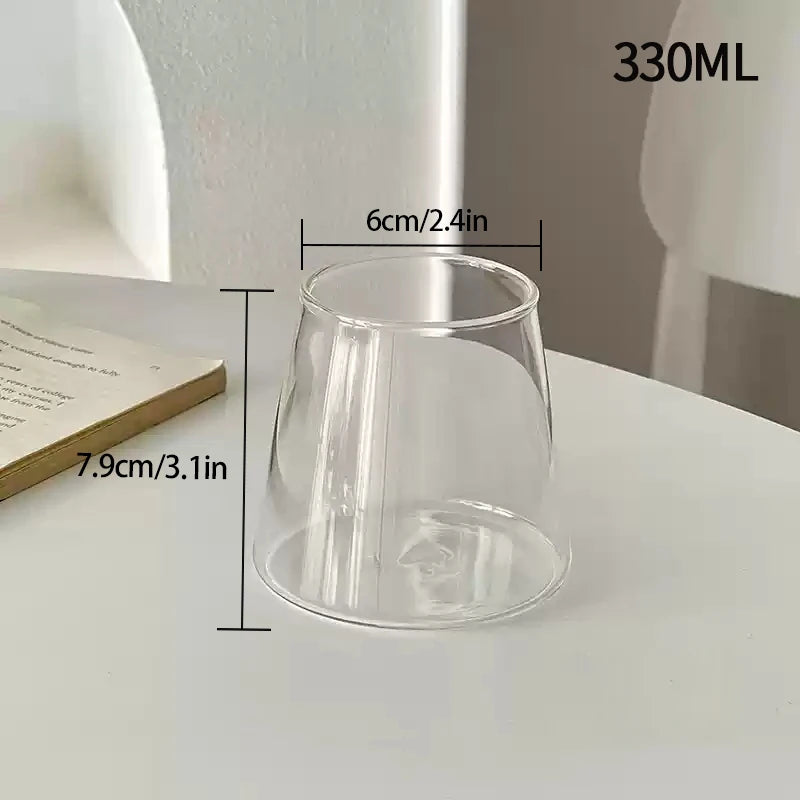 Transparent Coffee Cup, Japanese Style Glass Cup, Layered Cocktail Dessert Display Cup, Breakfast Milk Cup, 300ml Cold Drink Cup