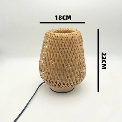 Small Bamboo-Woven Lamp Handmade