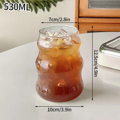 Transparent Coffee Cup, Japanese Style Glass Cup, Layered Cocktail Dessert Display Cup, Breakfast Milk Cup, 300ml Cold Drink Cup