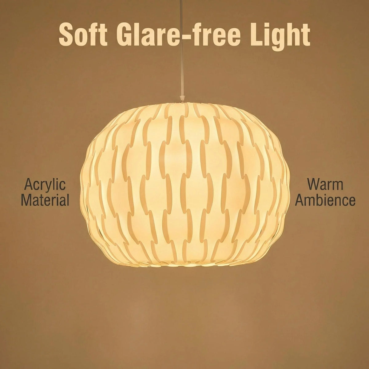 JOYINLED 40cm Hollow Woven Chandelier Shade, Lamp Shade for Pendant Light, White Acrylic Lamp Shade, Chandelier Light Cover
