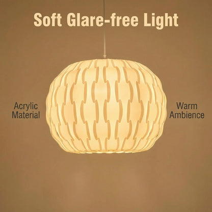 JOYINLED 40cm Hollow Woven Chandelier Shade, Lamp Shade for Pendant Light, White Acrylic Lamp Shade, Chandelier Light Cover