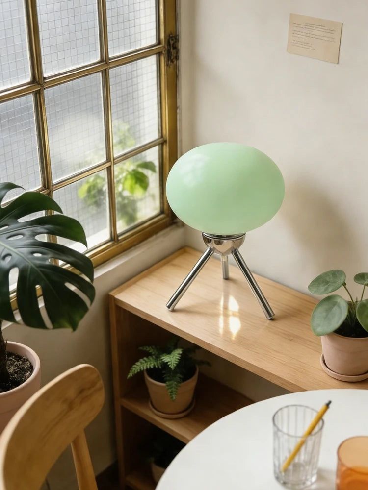 Bauhaus Mid-Century Glass Mushroom Table Lamp Nordic Ins Girls Style Retro Modern Bedroom Bedside Ambient Decor Light