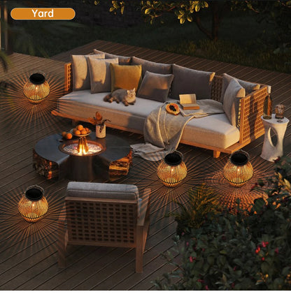 Solar Lantern Outdoor Solar Lanterns Waterproof for Outside Hanging Woven Lantern Boho Lamp Lights Decoration for Garden Yard