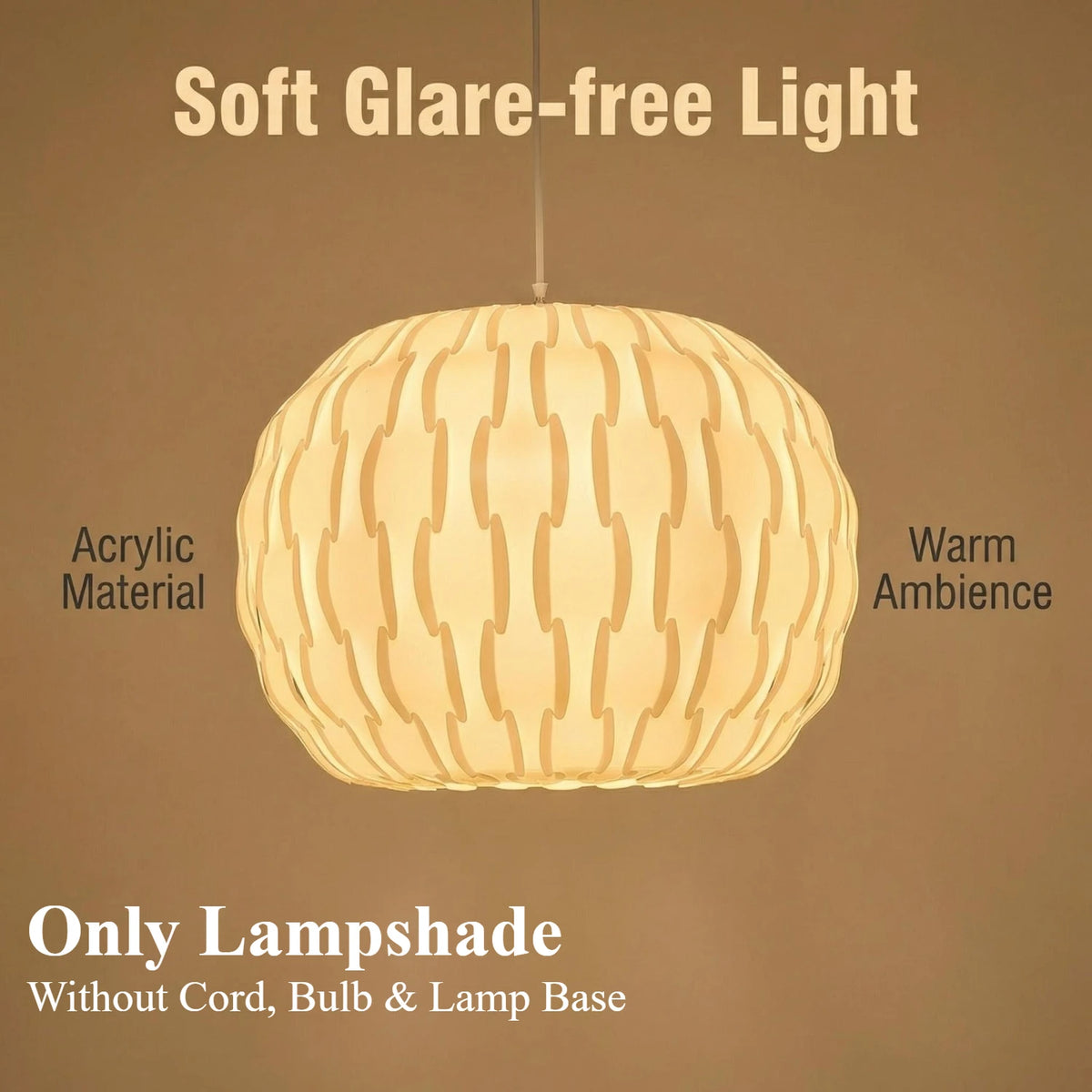 JOYINLED 40cm Hollow Woven Chandelier Shade, Lamp Shade for Pendant Light, White Acrylic Lamp Shade, Chandelier Light Cover