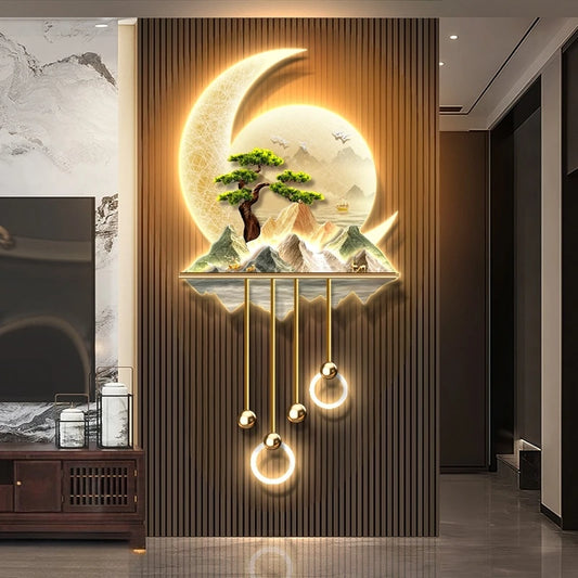 Modern Creative Entrance LED Mural Light For Corridor Living Room Dining Study Hanging Painting Lustre Home Decoration Wall Lamp