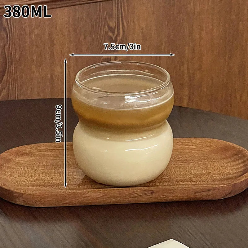 Transparent Coffee Cup, Japanese Style Glass Cup, Layered Cocktail Dessert Display Cup, Breakfast Milk Cup, 300ml Cold Drink Cup