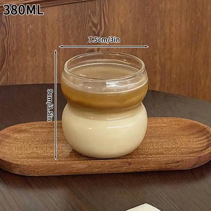 Transparent Coffee Cup, Japanese Style Glass Cup, Layered Cocktail Dessert Display Cup, Breakfast Milk Cup, 300ml Cold Drink Cup