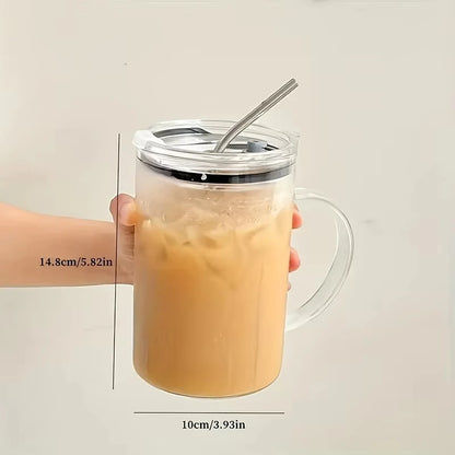 1L Large Capacity Glass Tumbler with Lid & Straw – Heavy-Duty Aesthetic Water Bottle