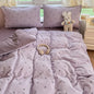 Grey Duvet Cover Set with Pillowcases Flat Sheet 2026 New Design Pink Plaid Home Hotel Single Queen Size Fashion Bedding Set